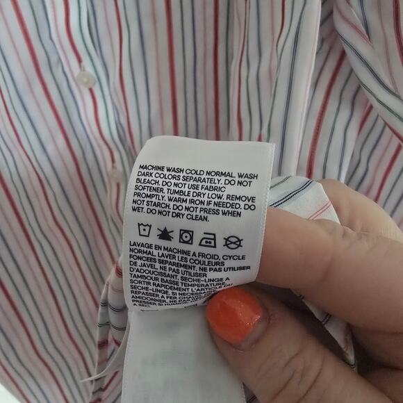 Lands' End Pinstripe Button Down Blouse Plus Size No Iron Cotton 20W - Picture 10 of 12